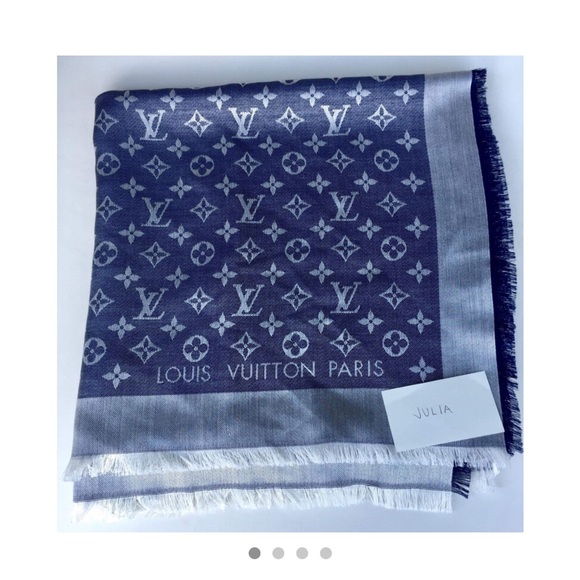 Louis Vuitton Denim Blue Monogram Shawl - Picture 1 of 5